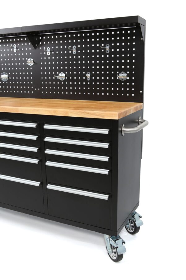 HBM gereedschapswagen met achterwand 215 cm, zwart - Afbeelding 2