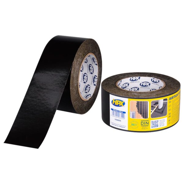 HPX UV-bestendige PE tape - zwart 60mm x 25m