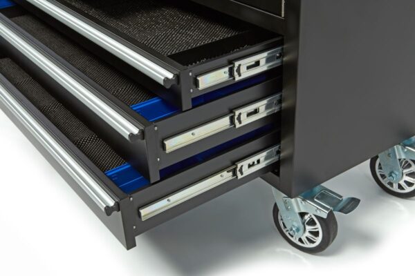 HBM verrijdbare gereedschapswagen, werkbank met houten werkblad 122 cm, zwart - Afbeelding 4