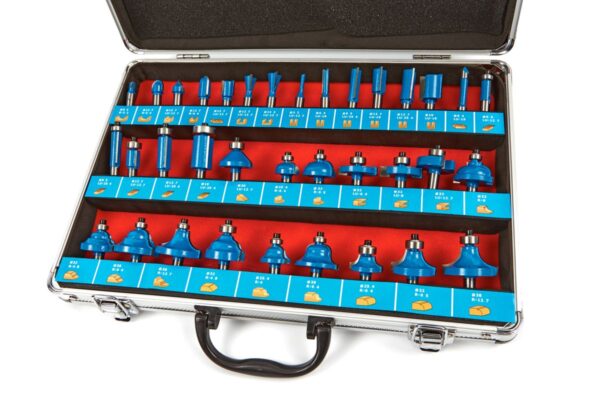 HBM 35-delige houtfrezenset â€“ 8mm schacht, hardmetaal, diverse profielen - Afbeelding 2