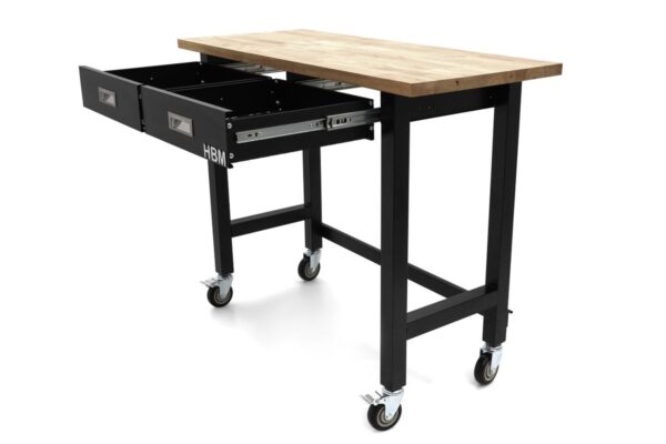 HBM Professionele 122 Cm. Verrijdbare Werkbank Met 2 Laden en Massief Houten Werkblad - Image 8