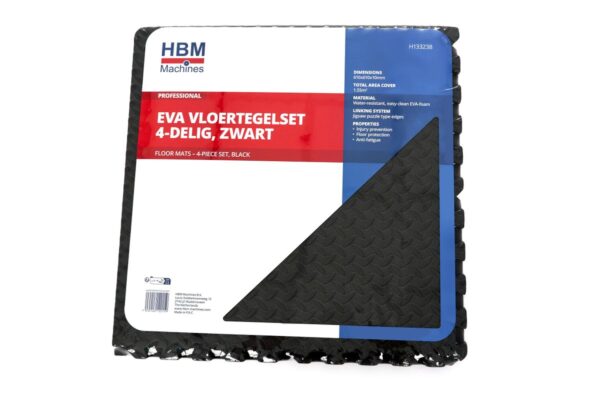 HBM EVA vloertegel set voor vloerbescherming 4-delig, zwart - Afbeelding 9