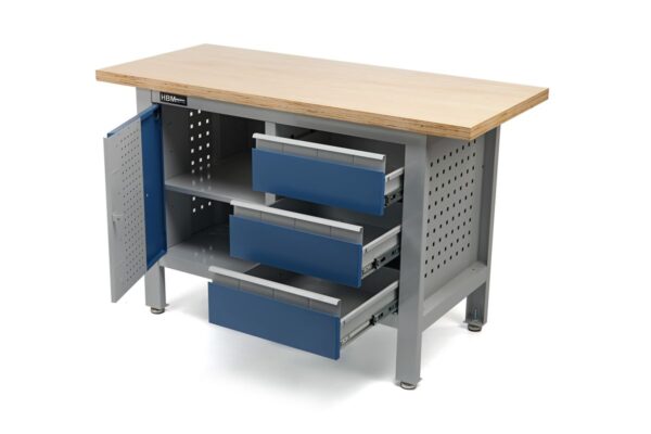 HBM 120 cm Werkbank met 3 Laden en 1 Deur - Afbeelding 2