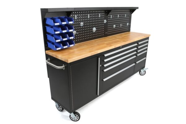HBM gereedschapswagen met achterwand 215 cm, zwart - Afbeelding 9