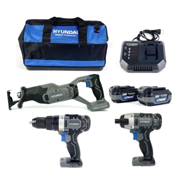Hyundai 56872FF Professionele Accu Combiset – Reciprozaag / Slagschroevendraaier/ Accuboormachine 20V – 5.0 AH Inclusief 2 Accu’s en Opbergtas