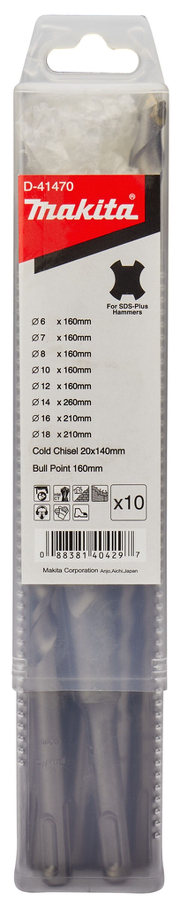 Makita B2S: Betonboor-/beitelset 10-delig SDS+ D-41470