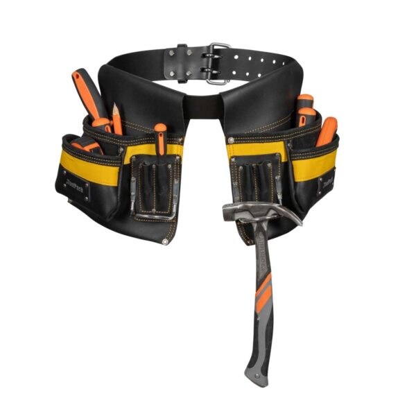 ToolPack Industriële gereedschapsgordel, 2 afneembare holsters, Verstelbare Leren Riem, Metalen Gesp - Image 2