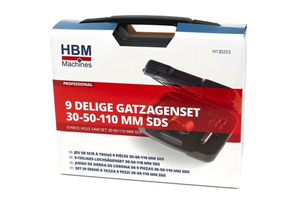 HBM 9 Delige TCT Gatzagenset, Dozenborenset 30 - 50 - 110 mm. Met SDS Opname - Afbeelding 7