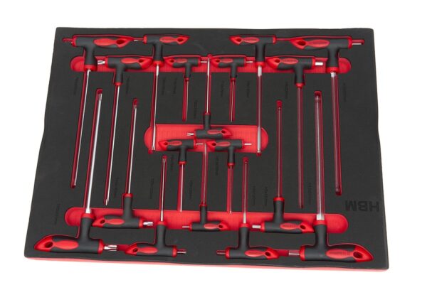 HBM 18 Delige T-Grepenset Foam Inlay voor HBM Gereedschapswagen - Afbeelding 3