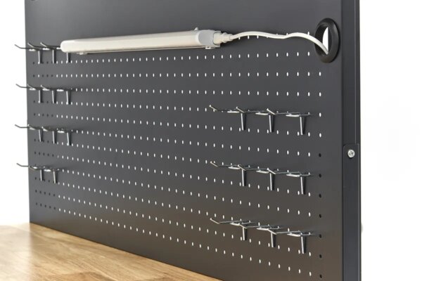 HBM 115 Cm. Werkbank Met Houten Werkblad, Achterwand Met Kastenwand, Led Verlichting , Stekkerdoos e - Afbeelding 17