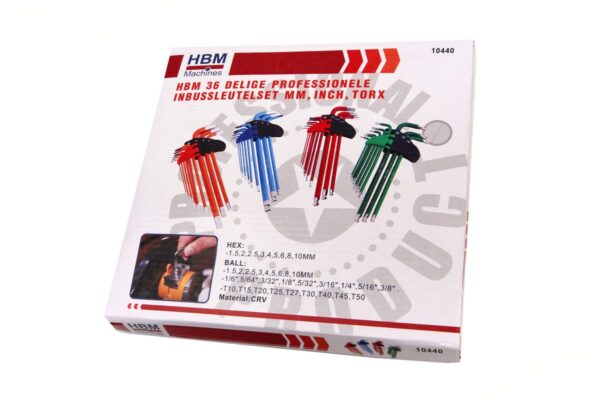 HBM 36 Delige Professionele Inbussleutelset MM, INCH, TORX - Afbeelding 6
