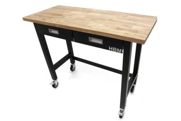 HBM Professionele 122 Cm. Verrijdbare Werkbank Met 2 Laden en Massief Houten Werkblad - Image 3