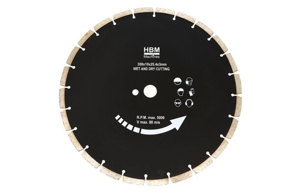 HBM 350 mm Diamantzaagblad voor HBM 350 mm Professionele Steenzaagmachine - 2300W - Afbeelding 2