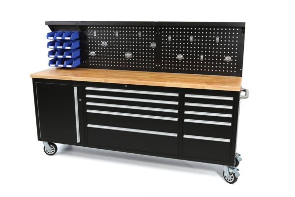 HBM gereedschapswagen met achterwand 215 cm, zwart