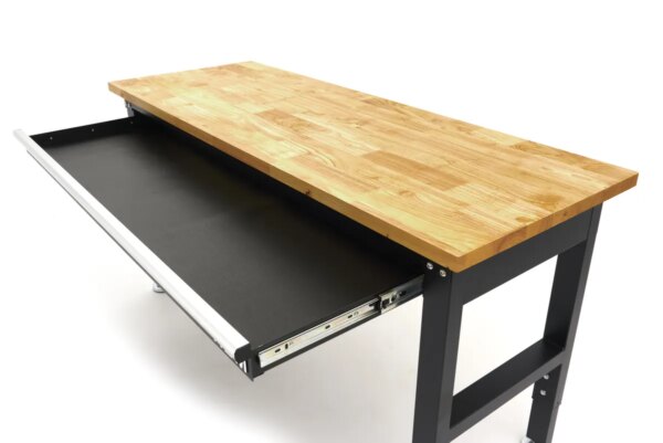 HBM in hoogte verstelbare werkbank met massief houten werkblad en lade 152 cm - Image 6