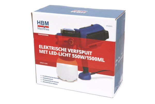 HBM elektrische verfspuit 550 Watt, 1500 ml, met LED licht - Afbeelding 13