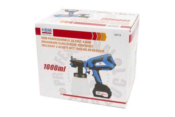 HBM 20 Volt 4.0AH Draagbare Elektrische Verfspuit Inclusief 2 Accu's Met 1000 ML Reservoir - Afbeelding 15