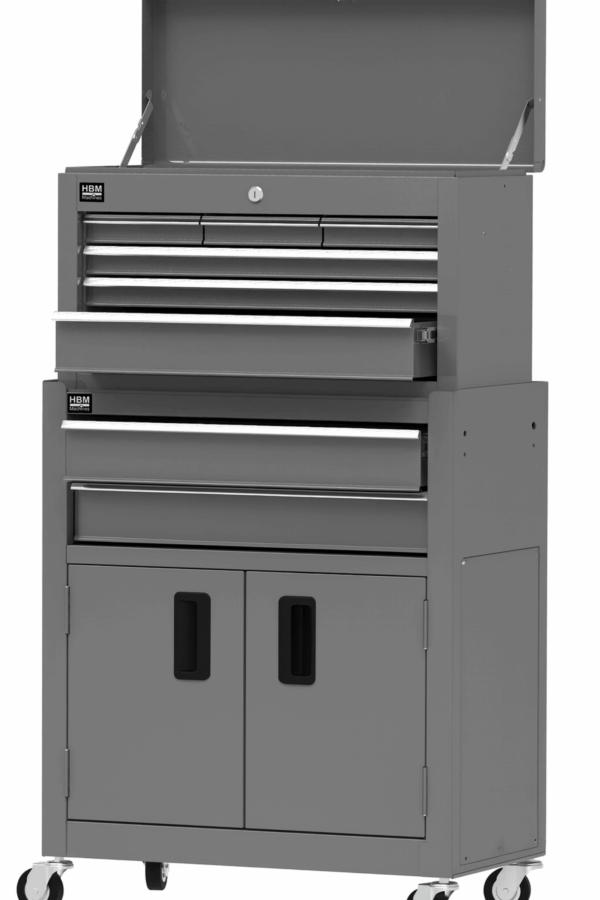 HBM gereedschapswagen inclusief opzetkast, grijs, model 2 - Afbeelding 2