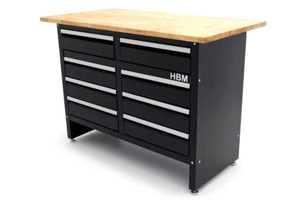 HBM 120 Cm Werkbank Met 8 Laden en Massief Houten Werkblad