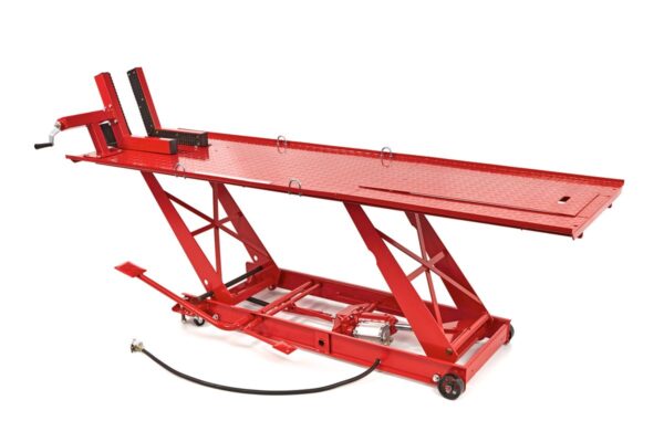 HBM 450 kg Motorheftafel Hydraulisch en Pneumatisch Met Luxe voorwielklem, Rood - Afbeelding 6