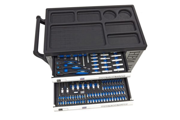 HBM Premium Gevulde Gereedschapswagen met deur - 245 Delig Inch (Engelse) Maten - Afbeelding 19