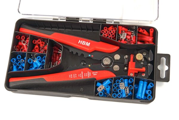 HBM 199 Delige Profi 4 in 1 Automatische Draadstriptang met Knip en Krimpfunctie Inclusief 199 Kabelschoentjes