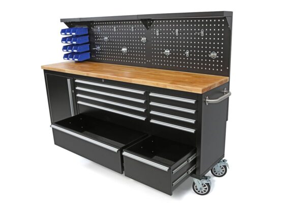 HBM gereedschapswagen met achterwand 215 cm, zwart - Afbeelding 7