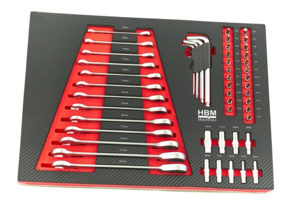 HBM 154 Delige Premium Gereedschapsvulling voor Gereedschapswagen - ROOD - Afbeelding 6