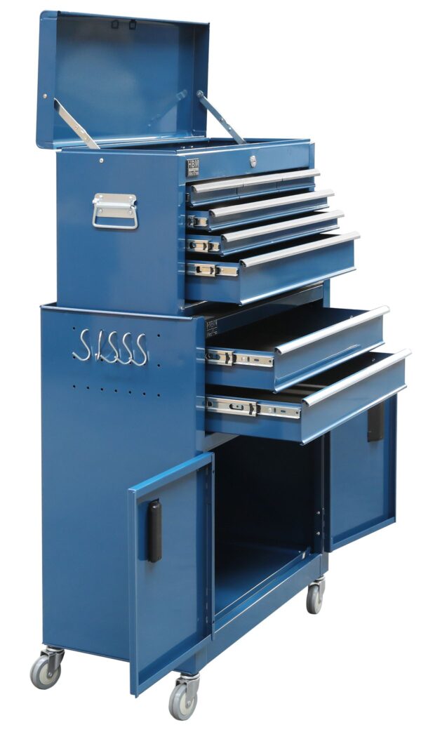 HBM gereedschapswagen inclusief opzetkast, blauw, model 2 - Image 2