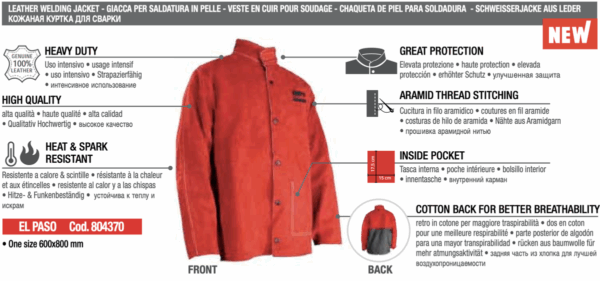 Telwin Leder jas model El Paso one size - Afbeelding 2