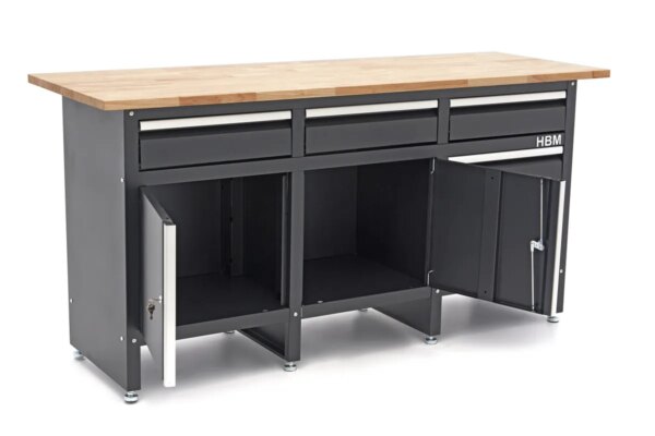 HBM 171 Cm Werkbank Met 6 Laden 2 Deuren en Massief Houten Werkblad - Image 4