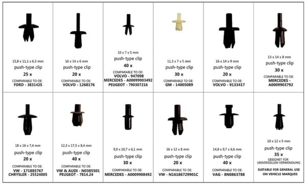 HBM assortiment push pin rivits 350 delig - Afbeelding 2