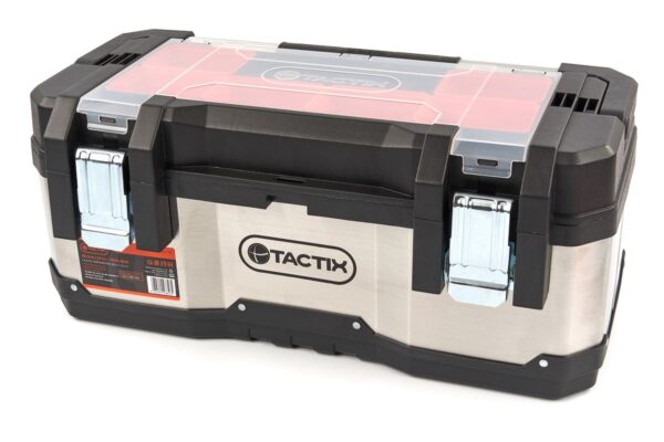 Tactix Professionele RVS Gereedschapskoffer Met Uitneembare Opbergbakjes - Afbeelding 5