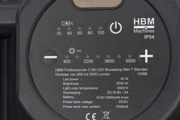 HBM Professionele COB LED Bouwlamp Met 7 Standen Dimbaar van 800 tot 5000 Lumen - Afbeelding 9
