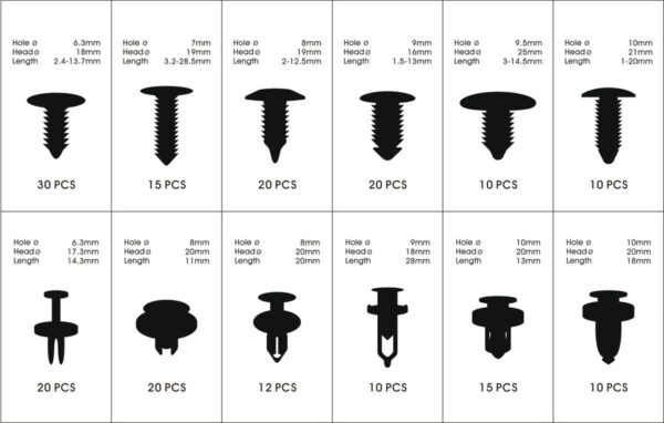 HBM 192 Delige Assortiment Bekleding Clips - Afbeelding 2