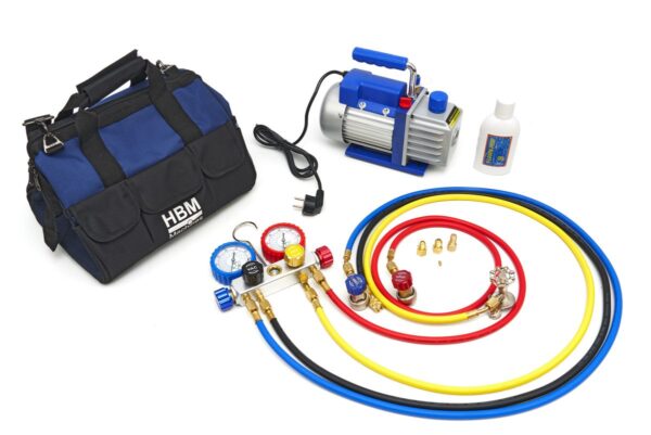 HBM Vacuümpomp 1 Traps met 2 Voudige Manometerset 85 Liter Per Minuut