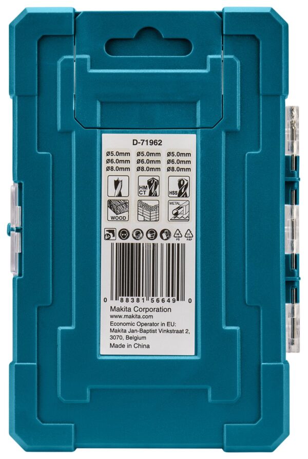 Makita Borenset 9-delig Steen/Hout/Metaal D-71962 - Afbeelding 8