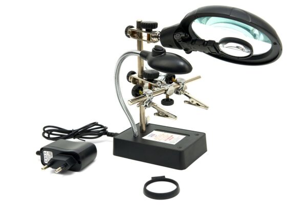 HBM Deluxe 3e Handje Loupelamp met 3 x  Loupe Vergroting en LED Verlichting - Afbeelding 2