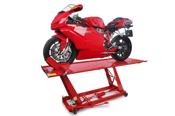HBM 450 kg Motorheftafel Hydraulisch Met Luxe voorwielklem - Rood - Afbeelding 11