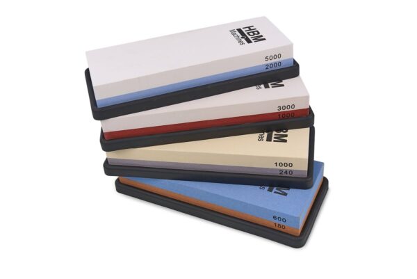 HBM Professionele Dubbelzijdige Wetsteen K180/600 met Rubberen Anti Slip Houder - Afbeelding 5
