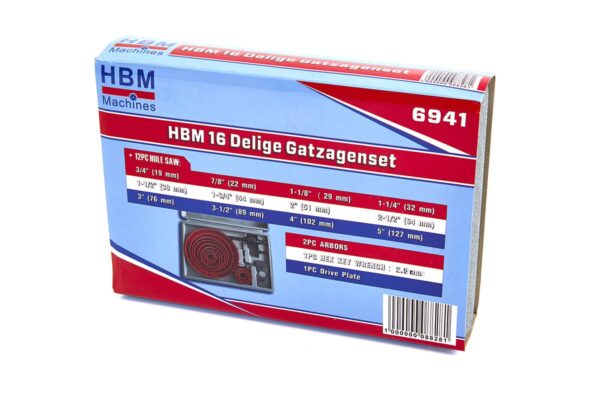 HBM 16-delige gatzagenset – 19-127mm diameter, geschikt voor hout, gips en pleisterwerk - Afbeelding 7