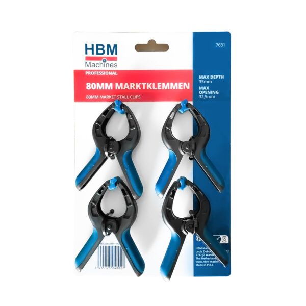 HBM 4 Delige 80 mm Marktklemmen Assortiment - Afbeelding 3