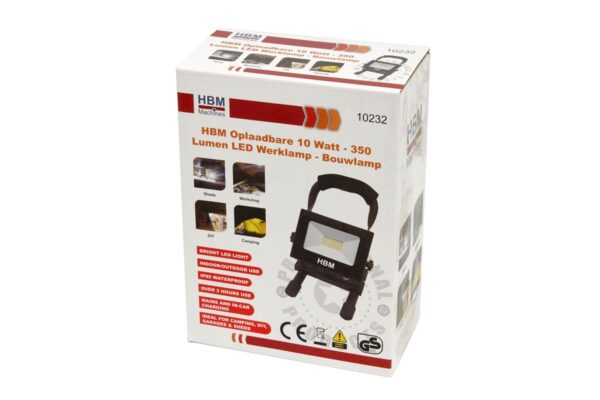 HBM Oplaadbare 10 Watt - 350 Lumen LED Werklamp - Bouwlamp - Afbeelding 6