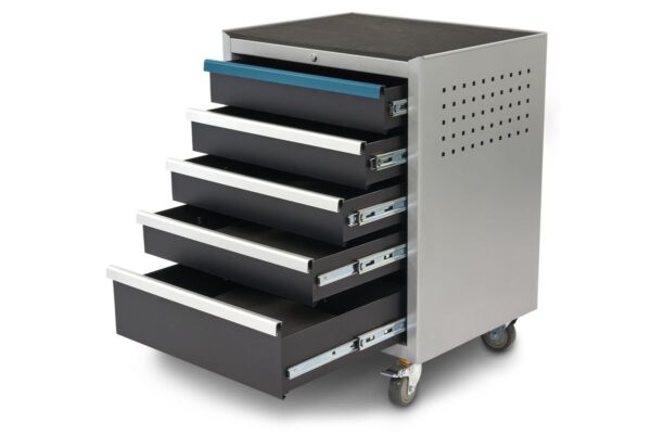 HBM deluxe professionele gereedschapswagen 5 laden, zwart blauw - Afbeelding 3
