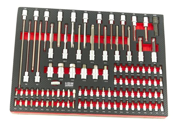 HBM 262 Delige Premium Gereedschapsvulling voor Gereedschapswagen - ROOD - Afbeelding 5