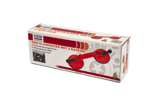 HBM Glasdrager / Zuignap met 2 koppen 60 Kg - Afbeelding 3