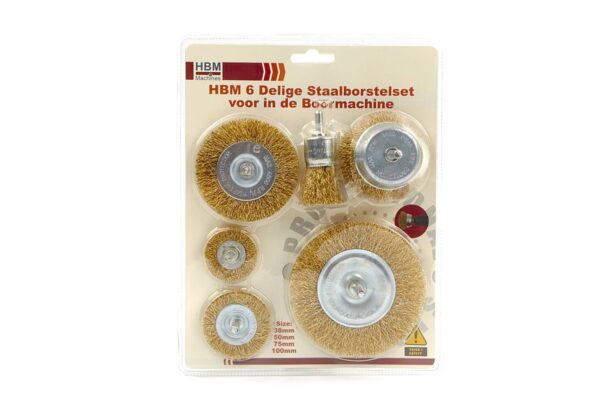 HBM 6 Delige Staalborstelset voor in de Boormachine - Afbeelding 3