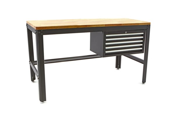HBM 155 cm Professionele Werkbank met 5 Laden en Houten Werkblad Zwart - Afbeelding 6