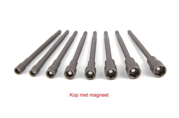 HBM 8 Delige Extra Lange 150 mm. Magnetische Dopsleutelset met HEX opname - Afbeelding 2
