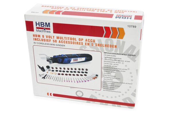 HBM 8 Volt Multitool op Accu Inclusief 58 Accessoires en 5 Snelheden - Afbeelding 11